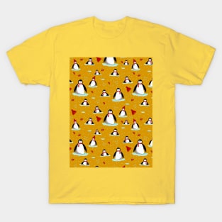 it's cold outside penguins seamless pattern mustard T-Shirt